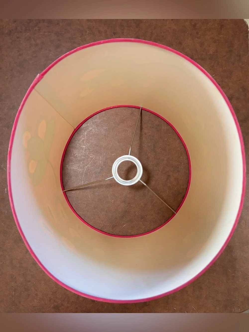 Vintgae- 🩷 Pink drum lampshade, embroidered folk-style floral patterns